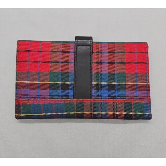 Vintage? Disney Store Winnie The Pooh Trifold Wallet Red Blue Plaid Long Coin - Picture 2 of 14